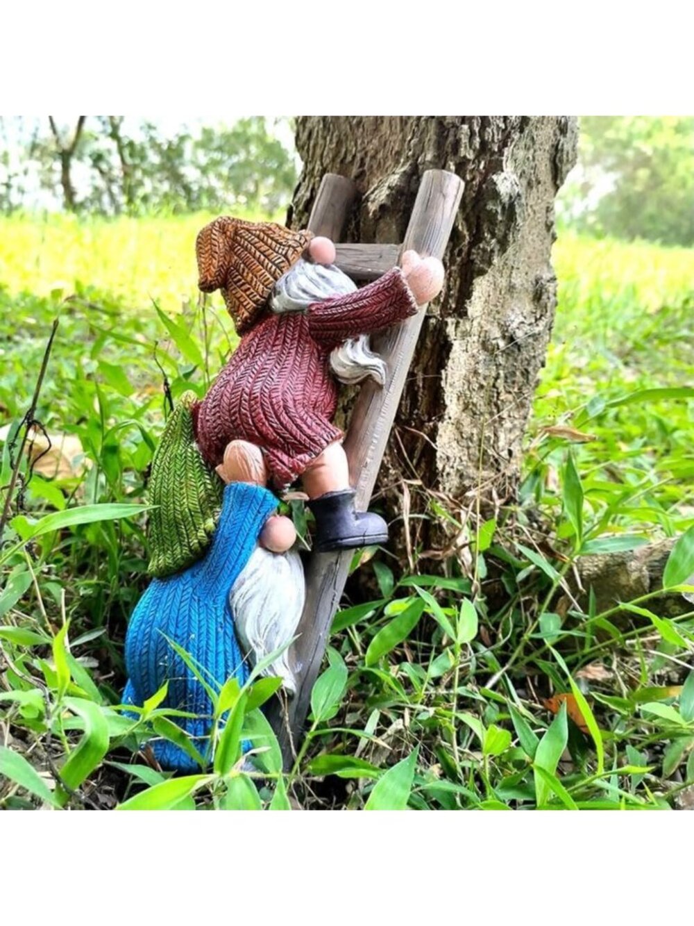 Charming Outdoor Gnome Garden Statues - Whimsical Tree Face Decor for Yard